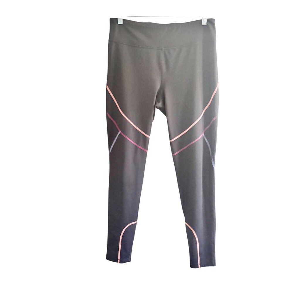 Fila Sport Black Activewear Leggings Womens Large W/ Vibrant Pink Purple Accents